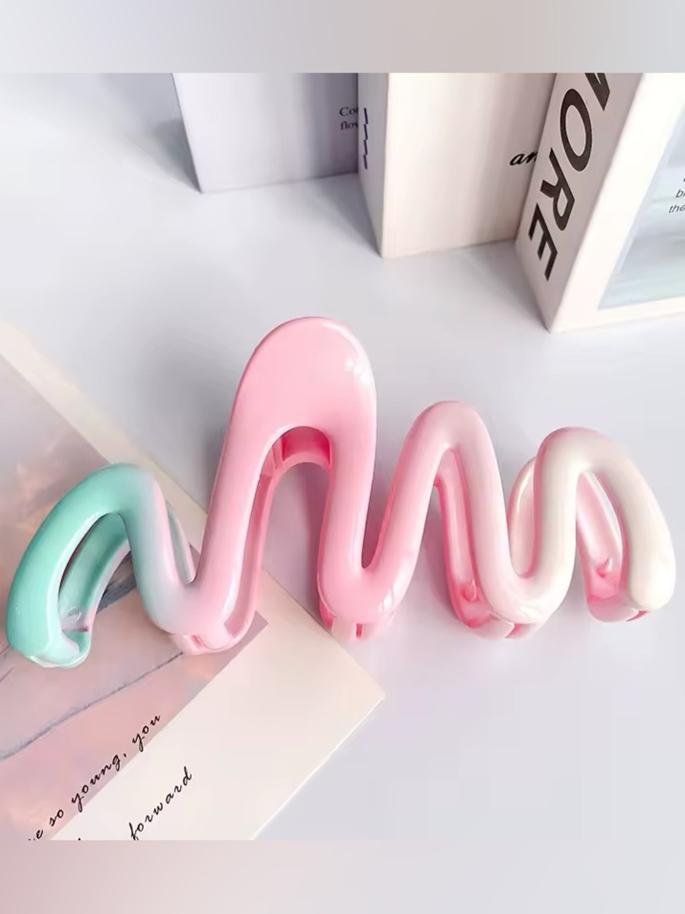 Large Pink Teal Hair Clip Gradient Color Hair Claw Korean style